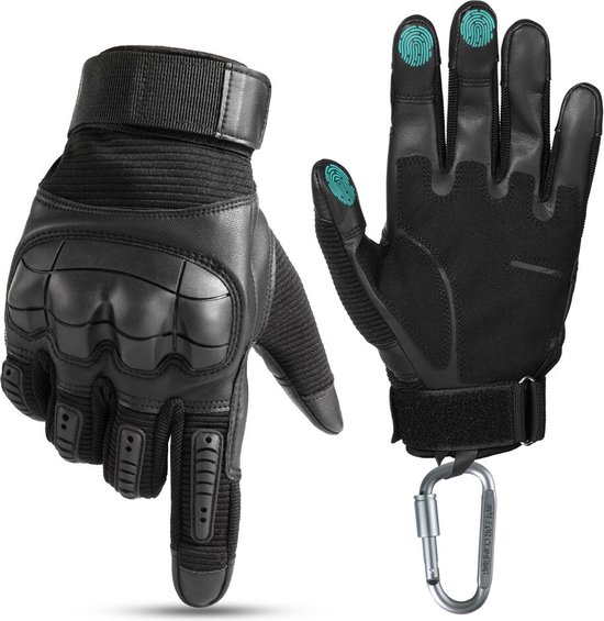 Gants de moto de moto de Luxe avec protection des articulations - Fermetures velcro - Zwart - Taille M