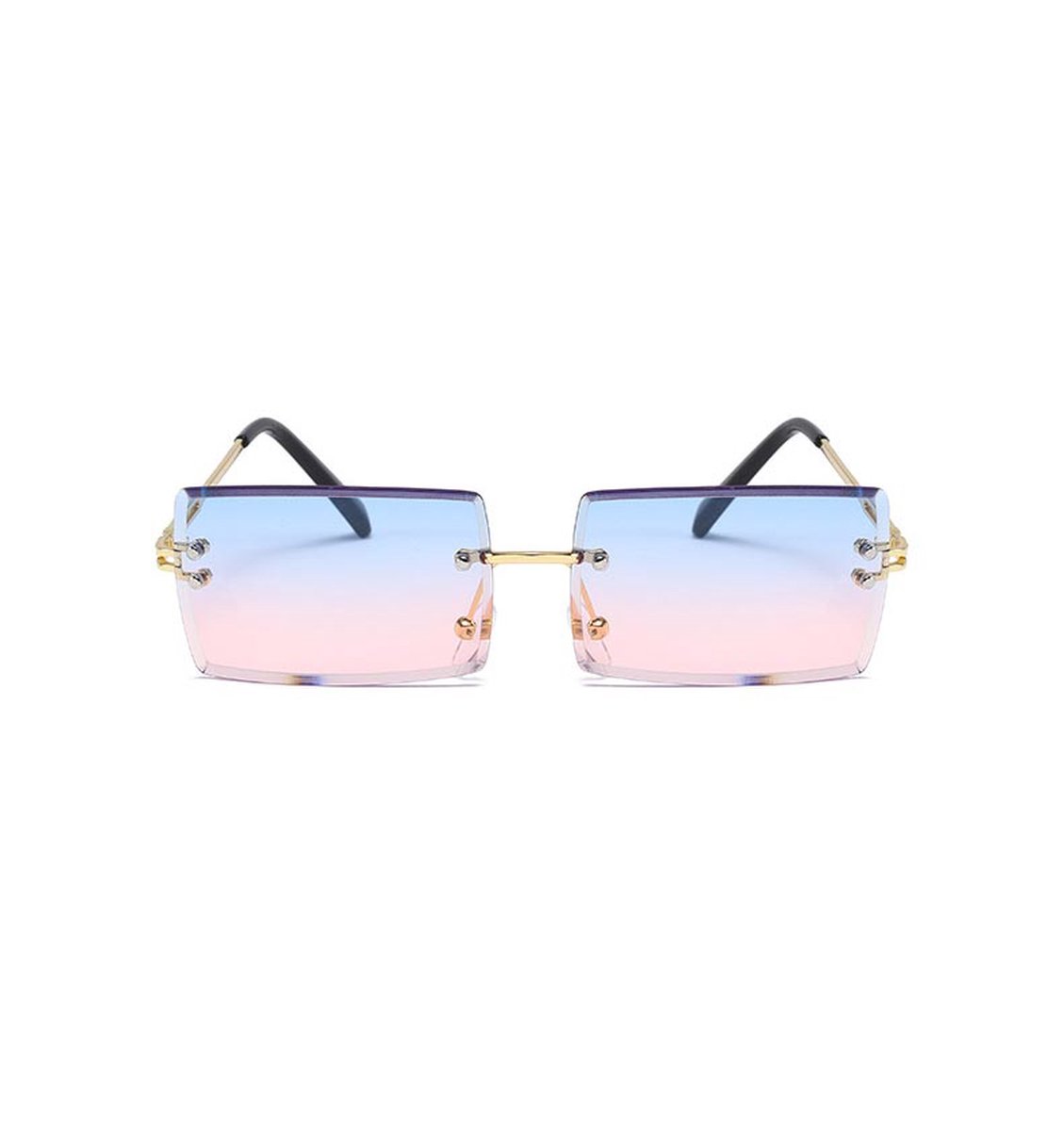 Freaky Glasses - Zonnebril rechthoekig - Festivalbril - Bril - Feest - Glasses - Heren - Dames - Unisex - Kunststof - blauw