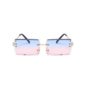 Freaky Glasses - Zonnebril rechthoekig - Festivalbril - Bril - Feest - Glasses - Heren - Dames - Unisex - Kunststof - blauw