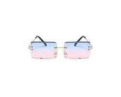 Freaky Glasses - Zonnebril rechthoekig - Festivalbril - Bril - Feest - Glasses - Heren - Dames - Unisex - Kunststof - blauw