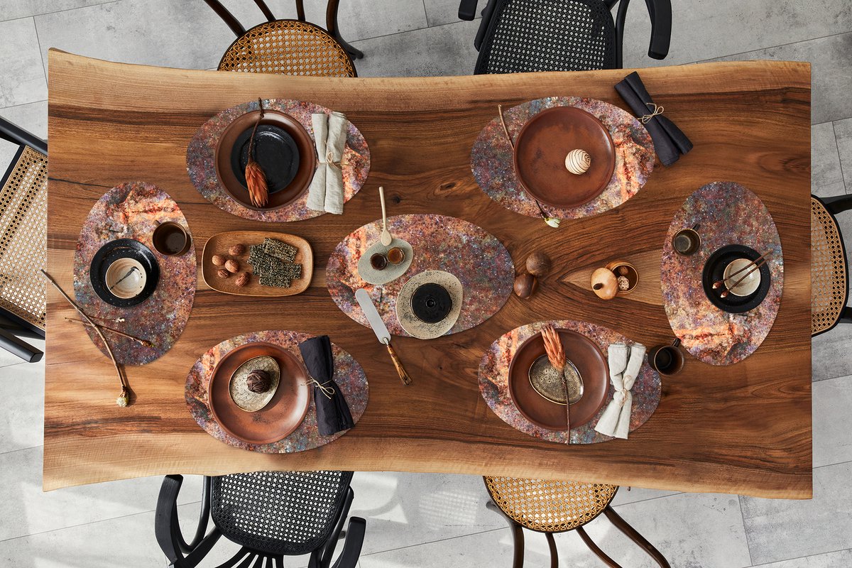 Placemats ovaal - Onderleggers - Ovale placemats - Metaal - Plaat - Roest print - 8 stuks