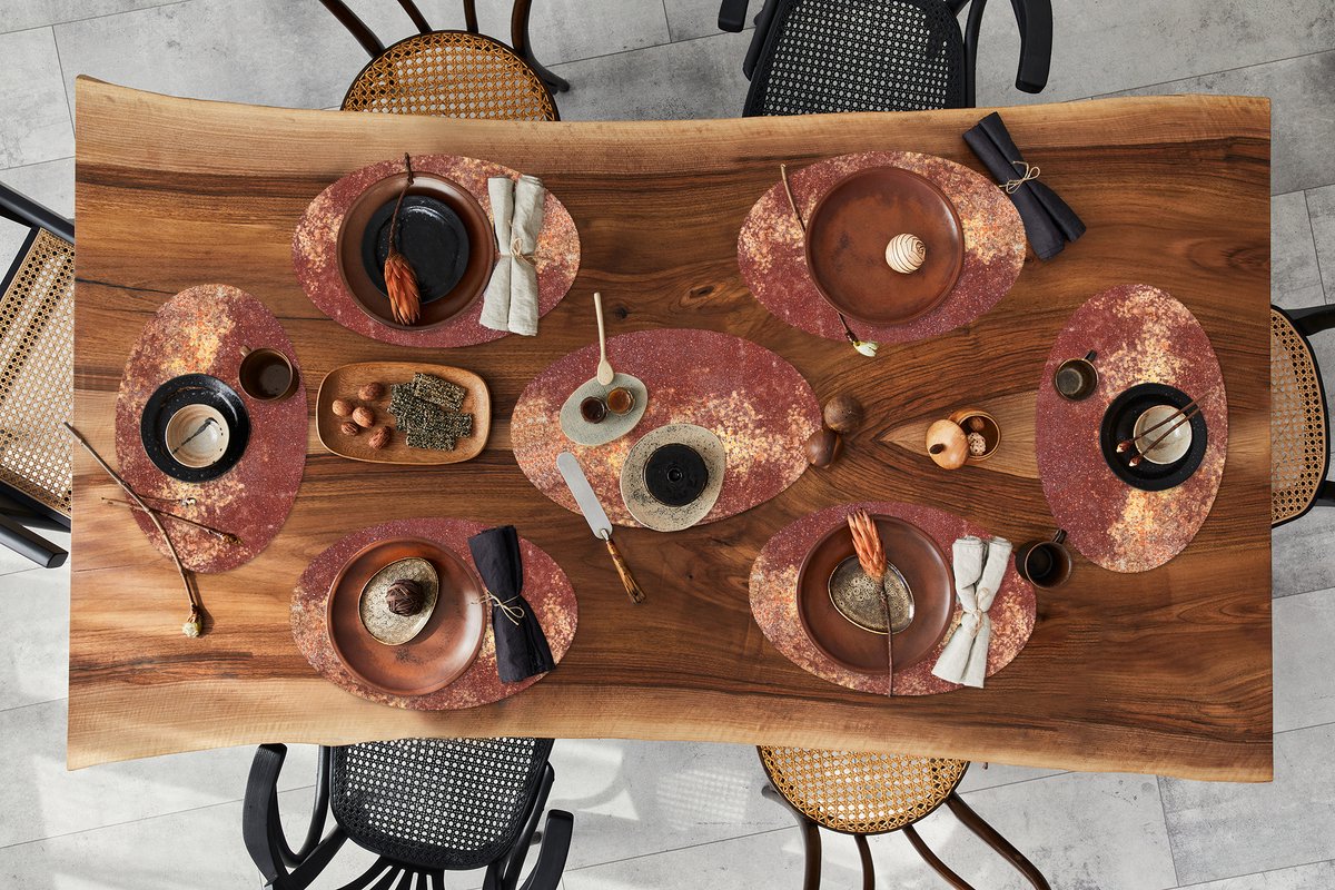 Placemats ovaal - Onderleggers - Ovale placemats - Roest print - Rood - Abstract - 10 stuks