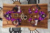 Dessous de verre - Napperons de table - Napperons de table coeur - Imprimé marbré - Goud - Violet - Motif - 6 pièces