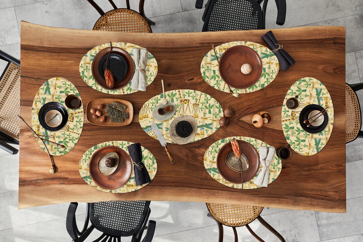Placemats ovaal - Onderleggers - Ovale placemats - Dieren - Design - Afrika - Abstract - 10 stuks