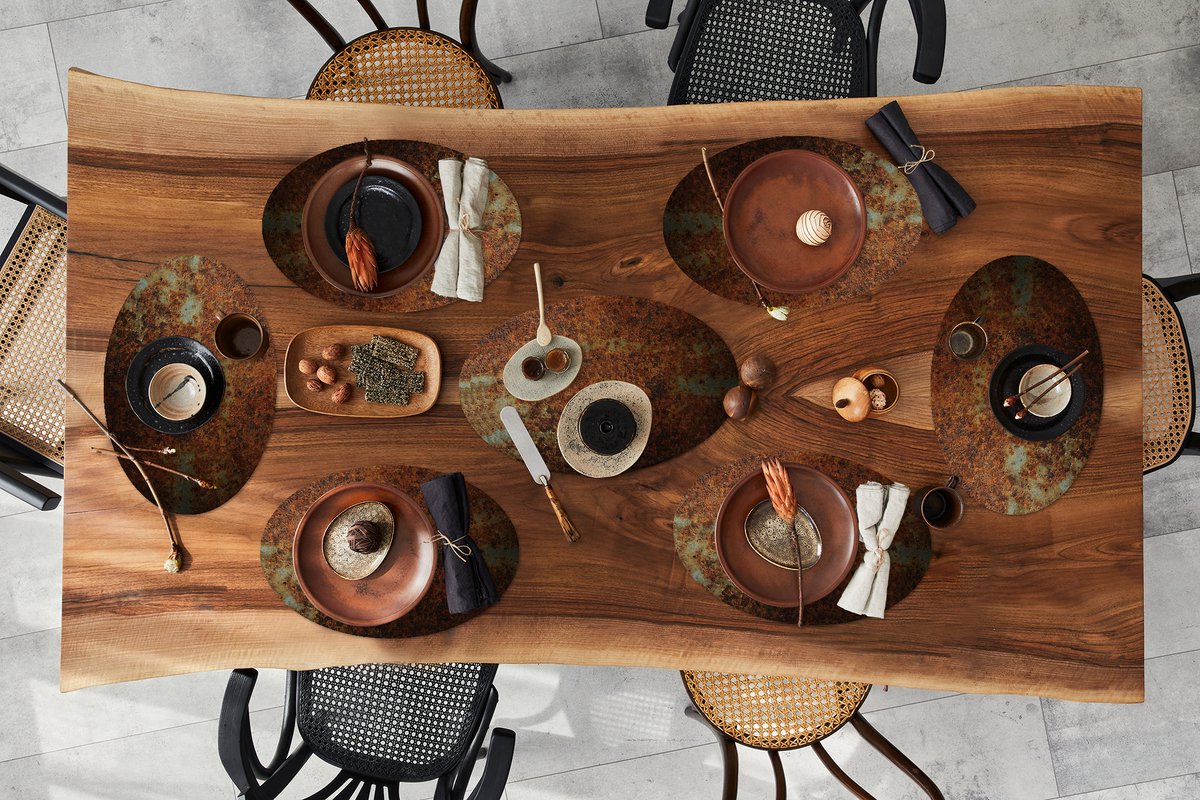 Placemats ovaal - Onderleggers - Ovale placemats - Metaal - Roest print - Retro - 10 stuks