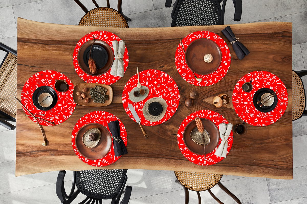 Ronde placemats - Onderlegger - Placemats rond - Wiskunde - Nummers - Cijfers - Patronen - 8 stuks