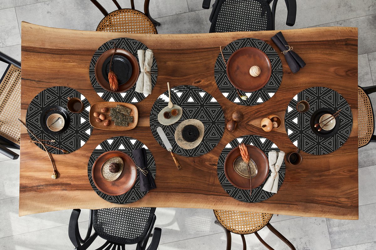 Ronde placemats - Onderlegger - Placemats rond - Geometrie - Design - Mozaïek - 10 stuks