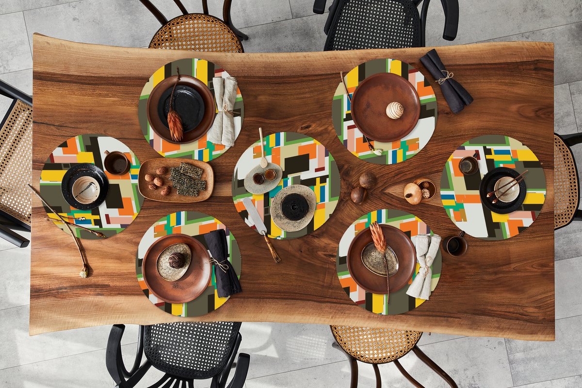 Ronde placemats - Onderlegger - Placemats rond - Geometrisch - Patronen - Abstract - 8 stuks