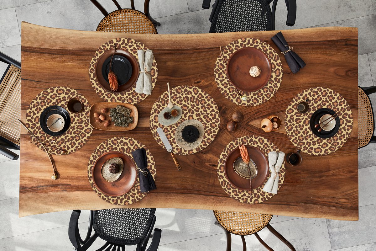 Ronde placemats - Onderlegger - Placemats rond - Patroon - Luipaard - Vacht - 8 stuks