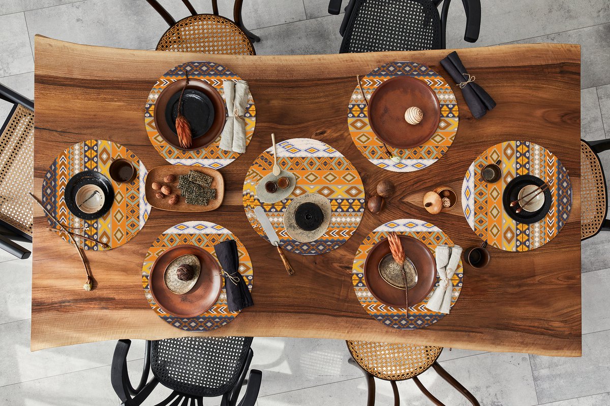 Ronde placemats - Onderlegger - Placemats rond - Patronen - Afrika - Abstract - 10 stuks