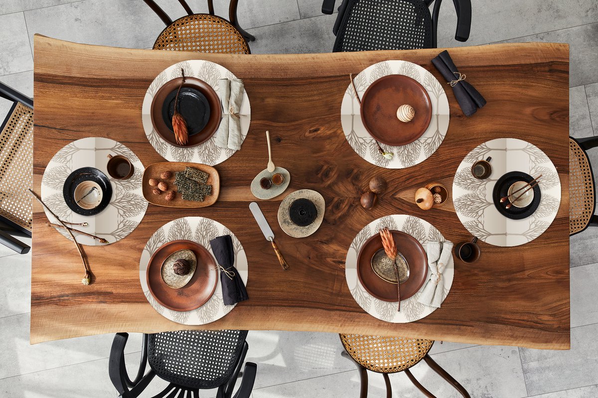 Ronde placemats - Onderlegger - Placemats rond - Design - Bomen - Bos - 6 stuks
