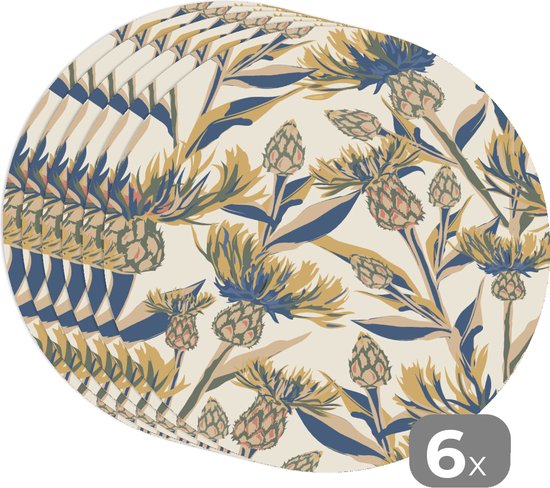 Sets de table ronds - Set de table - Napperons de table ronds - Fleurs - Motif - Design - Nature - 6 pièces