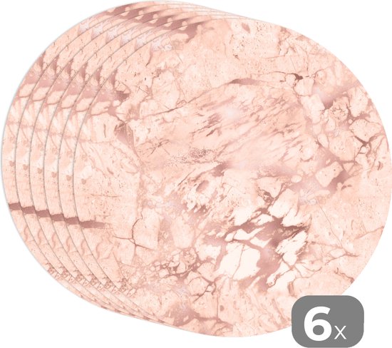 Lot De 6 Sous-verres Ronds En Céramique Style Marbre Avec Base En Liège