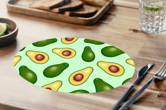 Napperons ovales - Sous-verres - Sets de table ovales - Avocat - Motifs - Vert - 10 pièces