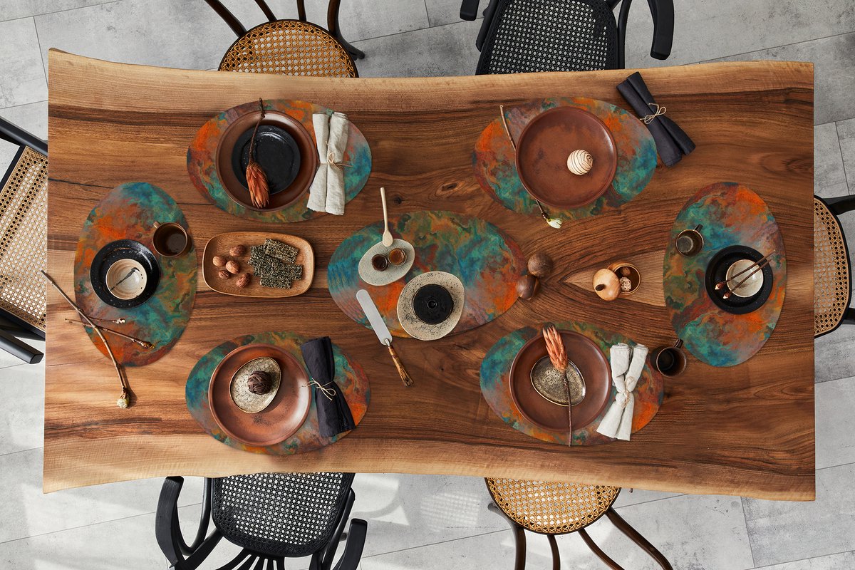 Placemats ovaal - Onderleggers - Ovale placemats - Abstract - Verf - Patronen - 10 stuks