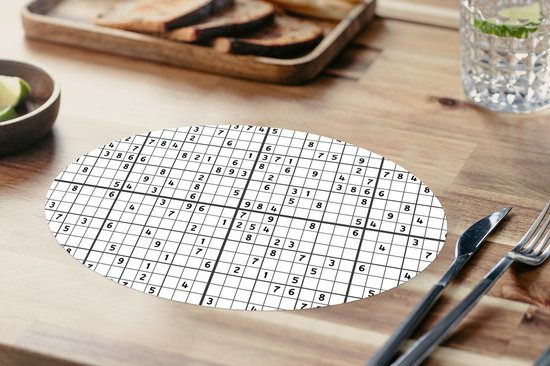 Napperons de table ovales - Sets de table - Sets de table ovales - Sudoku - Puzzle - Motif - 6 pièces