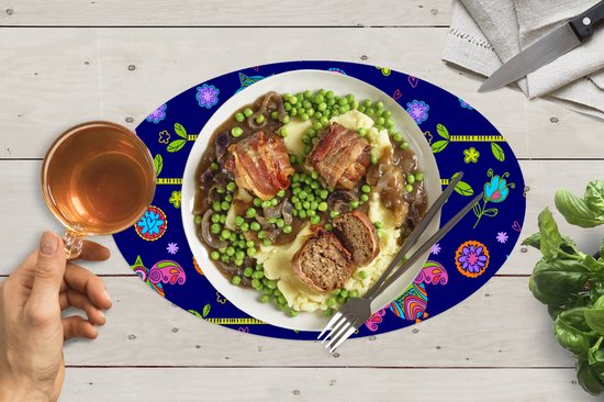 Napperons ovales - Sous-verres - Sets de table ovales - Motif - Chouette - Branches - 6 pièces