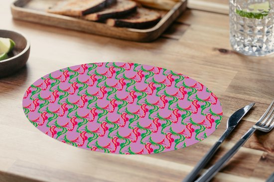 Napperons ovales - Sets de table - Sets de table ovales - Cerf - Motif - Violet - 8 pièces