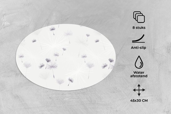 Napperons ovales - Sets de table - Sets de table ovales - Design - Pissenlit - Fleurs - 8 pièces