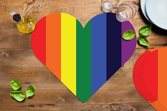 Sets de table - Napperons - Napperons coeur - Arc-en-ciel - Motifs - Pride - 10 pièces