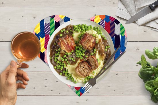 Sets de table - Napperons - Napperons coeur - Cravate - Arc-en-ciel - Motifs - 10 pièces