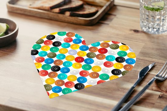 Sets de table - Napperons - Napperons coeur - Boutons - Arc-en-ciel - Vêtements - Design - 10 pièces