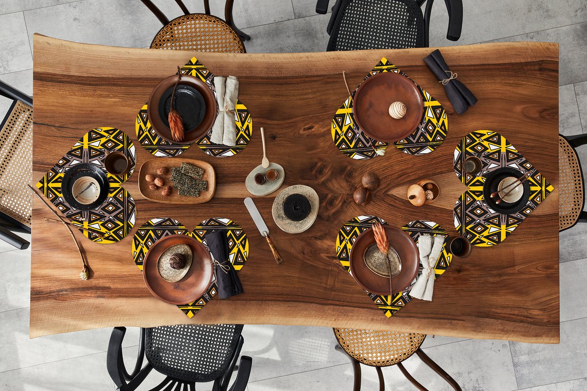 Onderleggers - Placemats - Placemats hartje - Afrika - Geometrie - Patronen - 6 stuks