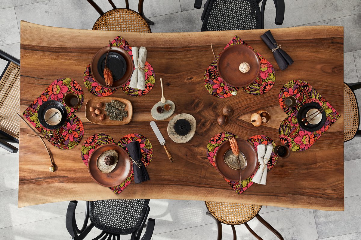 Onderleggers - Placemats - Placemats hartje - Bloemen - Bladeren - Design - 6 stuks