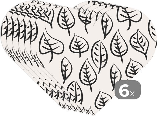 Sous-verres - Napperons de table - Napperons de table coeur - Motifs - Feuilles - Design - 6 pièces