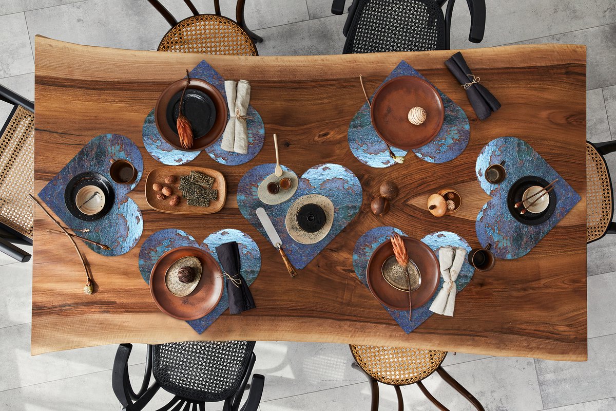 Onderleggers - Placemats - Placemats hartje - Roest print - Groen - Oranje - 8 stuks