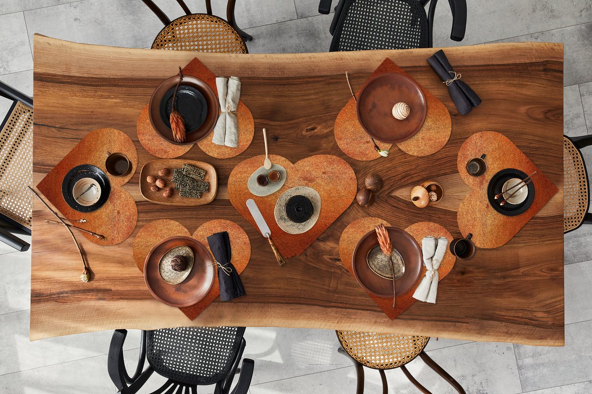 Onderleggers - Placemats - Placemats hartje - Brons - IJzer - Roest print - 10 stuks