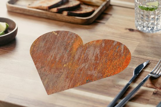 Dessous de verre - Napperons de table - Napperons de table coeur - Imprimé rouille - Jaune - Oranje - 6 pièces