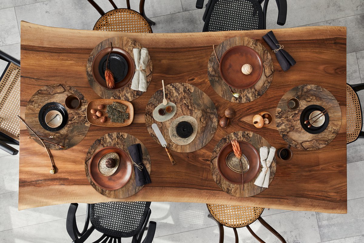 Ronde placemats - Onderlegger - Placemats rond - Structuur - Boomstam - Natuur - 10 stuks