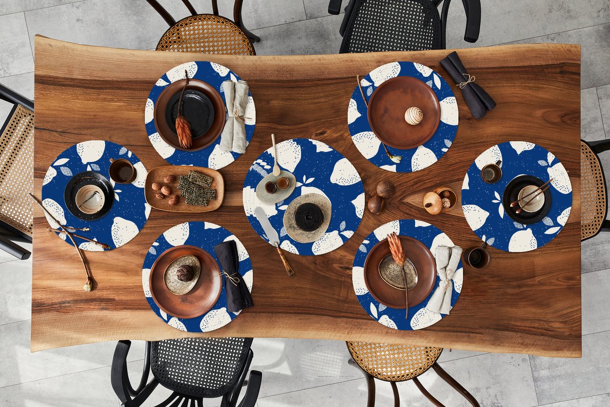 Ronde placemats - Onderlegger - Placemats rond - Design - Citroen - Fruit - 10 stuks