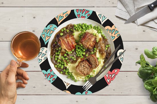 Sets de table ronds - Dessous de verre - Napperons ronds - Filles - Coeur - Hartjes - Motifs - Fille - Kids - Enfants - Meiden - 10 pièces