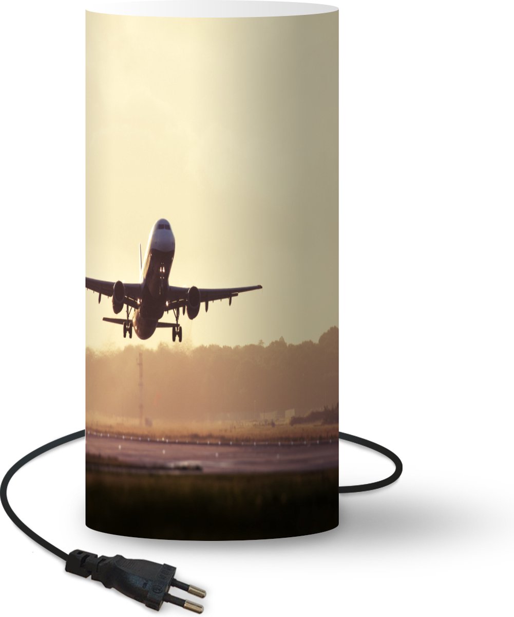 Lamp - Nachtlampje - Tafellamp slaapkamer - Een vliegtuig dat net aan het opstijgen is - 54 cm hoog - Ø24.8 cm - Inclusief LED lamp