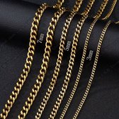 ICYBOY 18K Curb Cuban Basis Ketting [GOLD PLATED] [60 cm] [7 mm] Link Chain Chokers Basic Punk Stainless Steel Necklace Vintage Black Gold Tone Solid Metal