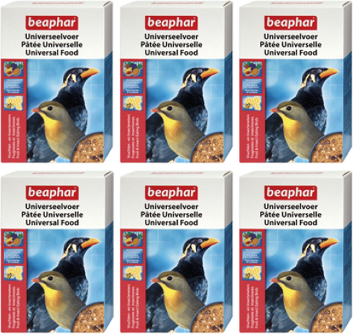 6x Beaphar Universeelvoer vrucht- en insectetende vogels - vogelvoer - 1kg