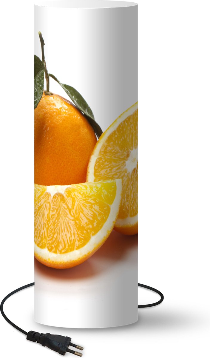 Lamp - Nachtlampje - Tafellamp slaapkamer - Sinaasappel - Fruit - Blad - 60 cm hoog - Ø19.1 cm - Inclusief LED lamp