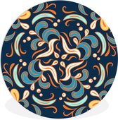 WallCircle - Wandcirkel ⌀ 140 - Bladeren - Kleuren - Patroon - Ronde schilderijen woonkamer - Wandbord rond - Muurdecoratie cirkel - Kamer decoratie binnen - Wanddecoratie muurcirkel - Woonaccessoires