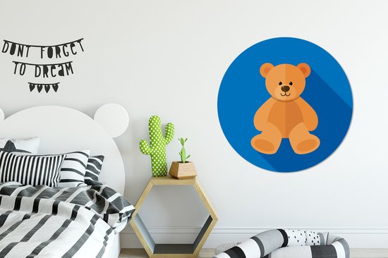 Illustration pour enfants d'un ours en peluche Assiette en plastique cercle mural - ⌀ 90 cm - peinture ronde - impression photo sur cercle mural plastique (forex) / cercle vivant / (décoration murale)