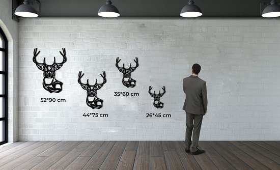 Décoration murale | Tête de Deer / Head de cerf| Métal - Art mural | Décoration murale | Salle de séjour |Bronze| 43x61 cm