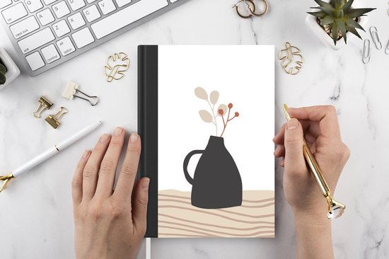 Carnet - Carnet d'écriture - Été - Bloem - Zwart - Wit - Carnet - Format A5 - Bloc-notes