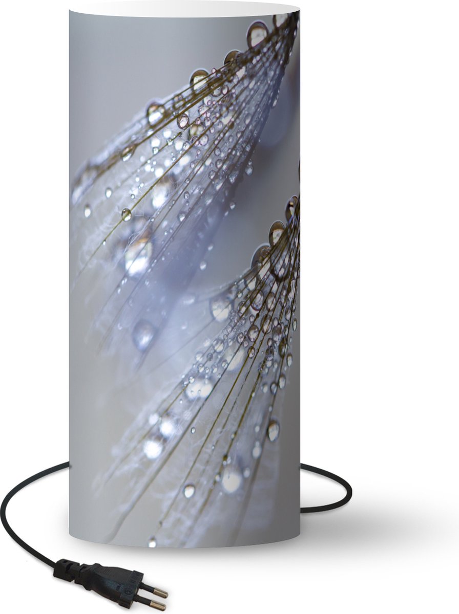 Lamp - Nachtlampje - Tafellamp slaapkamer - Waterdruppels op paardenbloemzaadjes - 33 cm hoog - Ø14.3 cm - Inclusief LED lamp