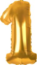 Folie ballon goud | Cijfer een | H 70 cm x B 33 cm | geschikt voor lucht en helium