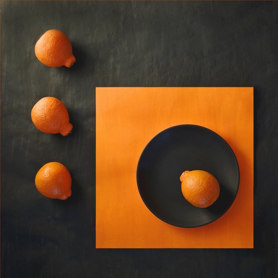 Poster / Papier - Keuken / voeding - appelsien in oranje / bruin - 60 x 60 cm