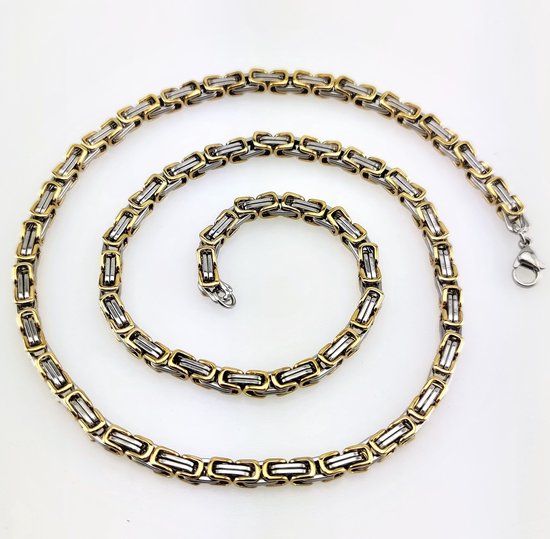 Kim Johanson® roestvrij stalen koningsketting voor heren in zilver | brede ketting voor mannen | waterdicht | dikke halsketting | verschillende lengtes | 5 mm breed | massieve zilveren ketting | incl