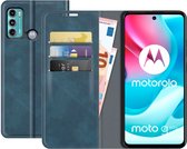 Motorola Moto G60s Bookcase hoesje - Just in Case - Effen Blauw - Kunstleer