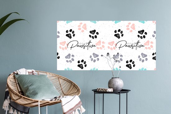 Stickers muraux - Film autocollant - Citations - Chiens - Dictons - Stay Pawsitive - 80x40 cm - Film adhésif - Stickers muraux Chambre d'enfant - Papier peint autocollant - Papier peint autocollant - Film autocollant