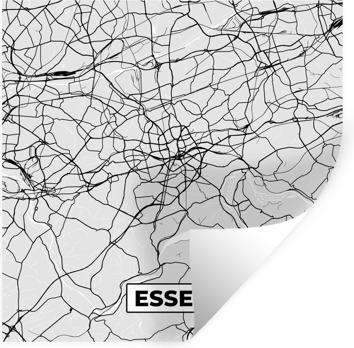 Muurstickers - Sticker Folie - Essen - Kaart - Plattegrond - Duitsland - Stadskaart - 120x
